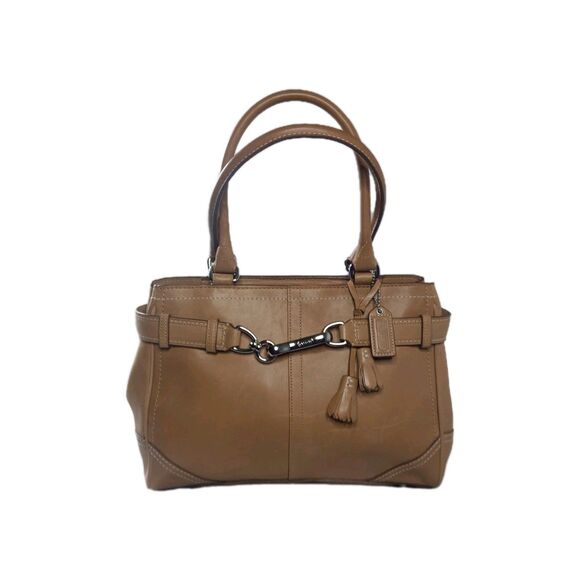 Coach Hampton F08A70 Shoulder Bag Brown Leather Tassel Belted 